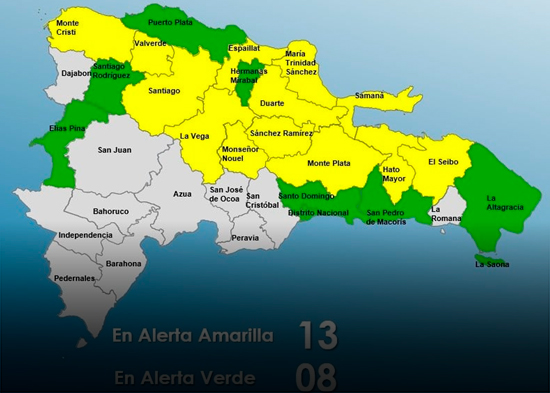 COE emite alerta para 21 provincias por vaguada