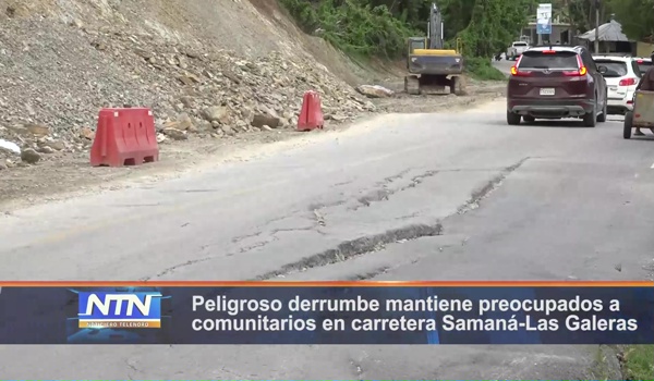 Peligroso derrumbe mantiene preocupados a comunitarios en carretera Samaná Las Galeras