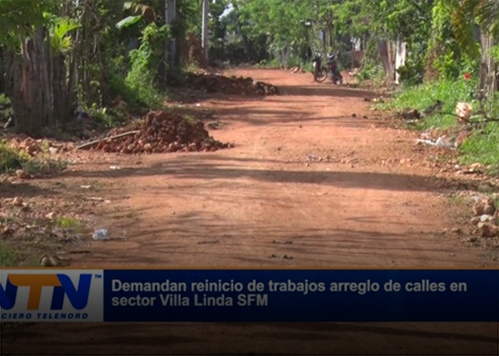 Demandan reinicio de trabajos arreglo de calles en sector Villa Linda SFM