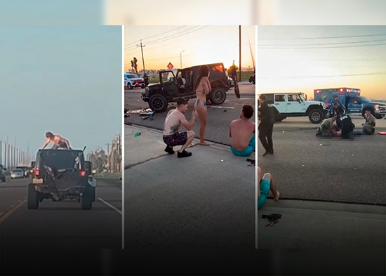 VIDEO: Hace 'twerking' en el techo de una camioneta en movimiento y sale disparado tras un choque