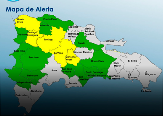 El Gran Santo Domingo más 17 provincias en alerta por vaguada este fin de semana